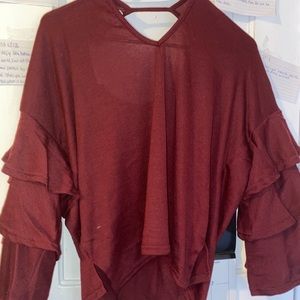 Burgundy Ruffled Top
